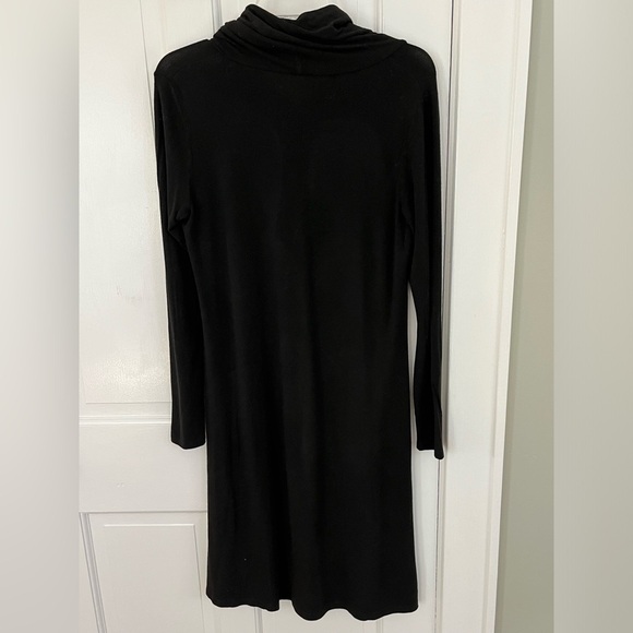 EILEEN FISHER Cowl Neck Jersey Stretch Long Sleeve Dress Medium Minimalist - Picture 4 of 12